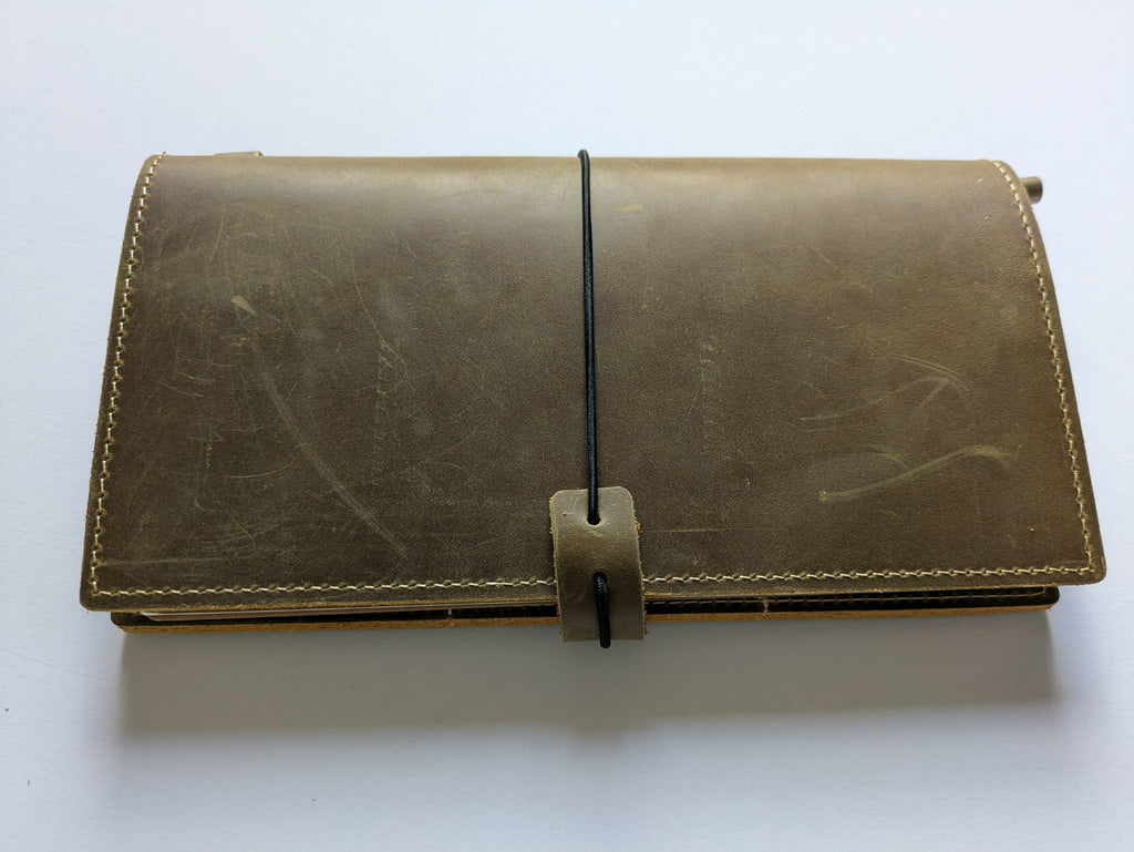 Wanderings - Refilliable Travellers Notebook with internal pockets. Leather Journal - Regular Size