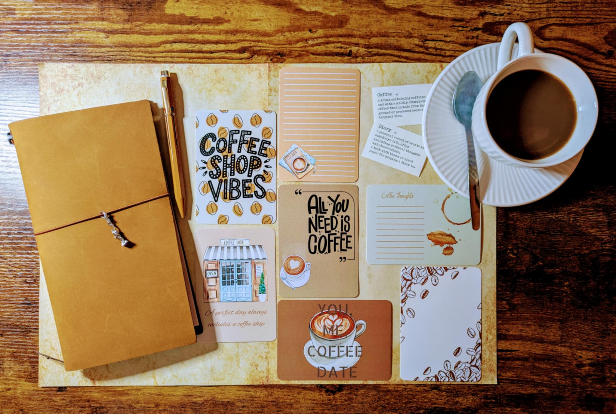 Coffee Date Journal Cards - Bundle of 7 Themed Cards
