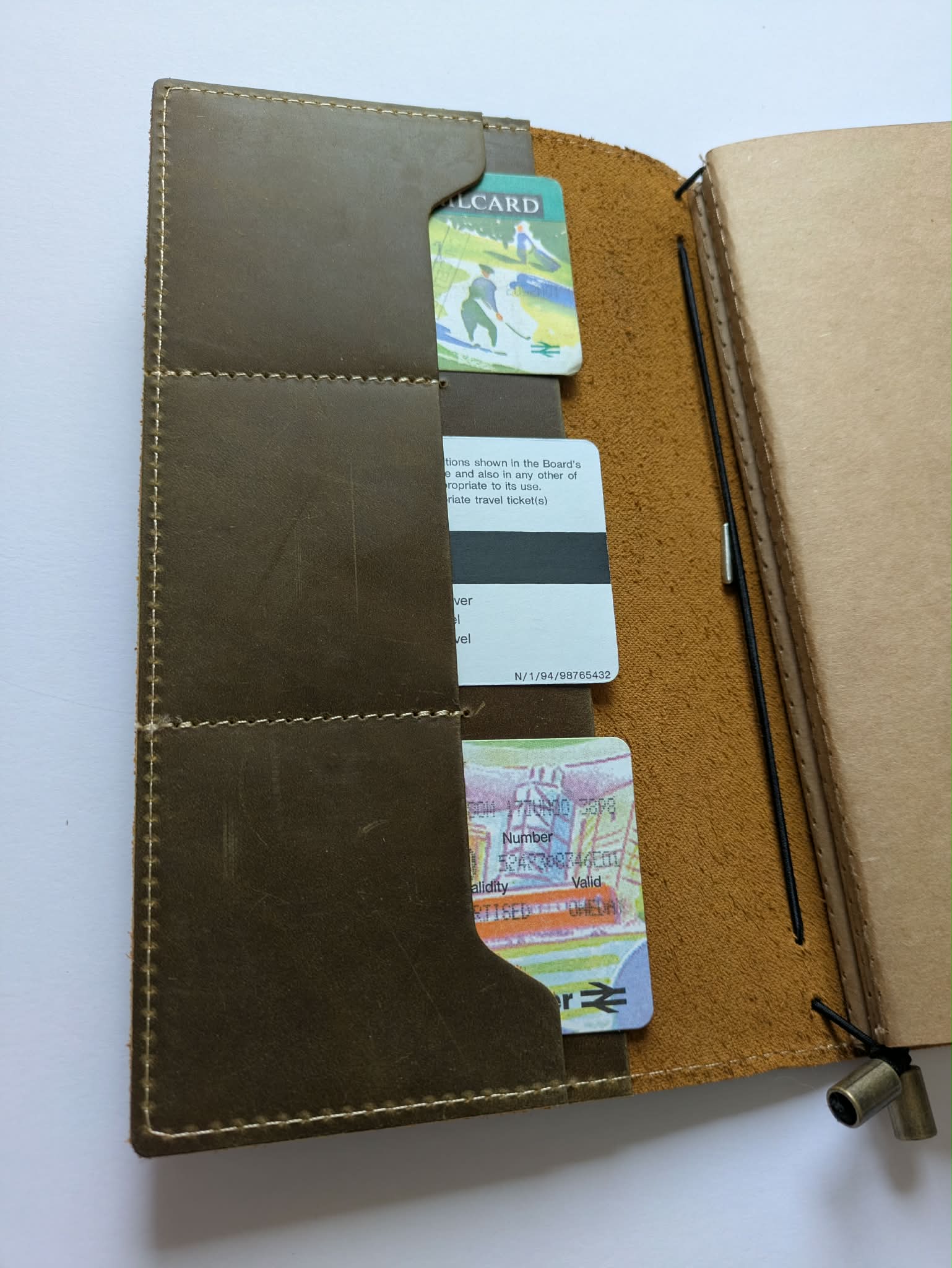 Wanderings - Refilliable Travellers Notebook with internal pockets. Leather Journal - Regular Size