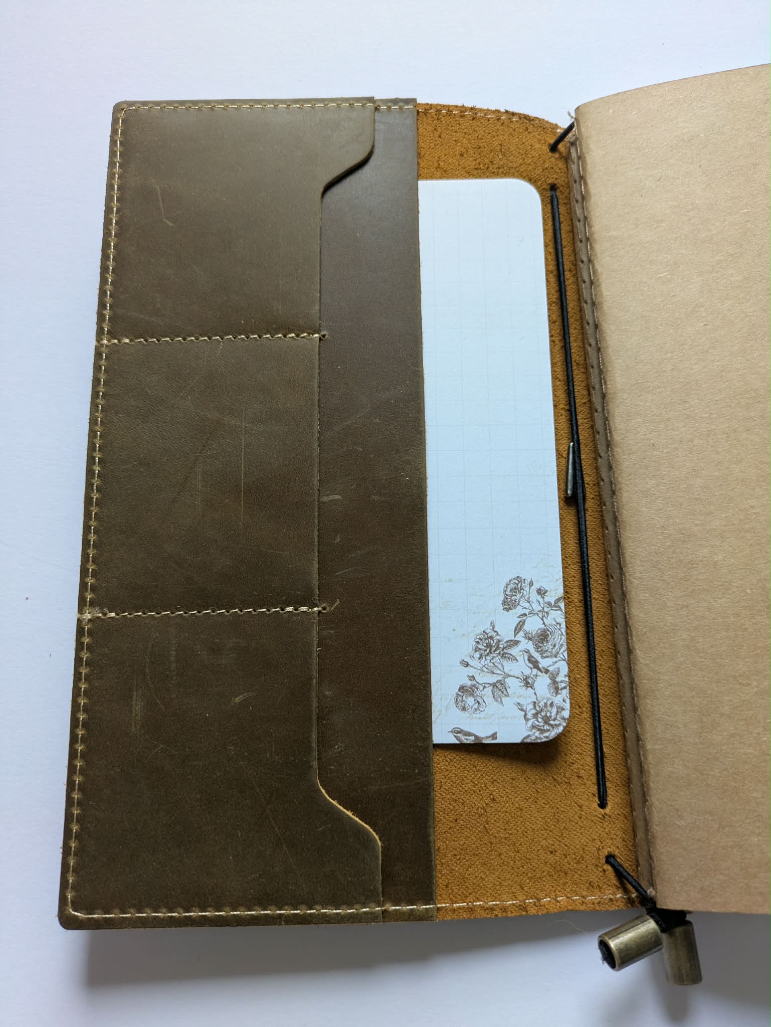 Wanderings - Refilliable Travellers Notebook with internal pockets. Leather Journal - Regular Size