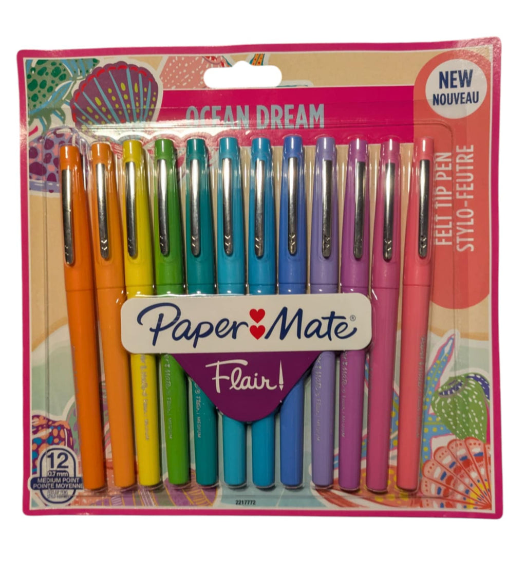 PaperMate Flair - Ocean Dream 12 Pack Felt Tip Pens. 0.7mm Medium Point Tip