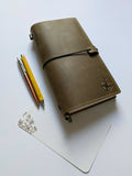 Wanderings - Refilliable Travellers Notebook with internal pockets. Leather Journal - Regular Size