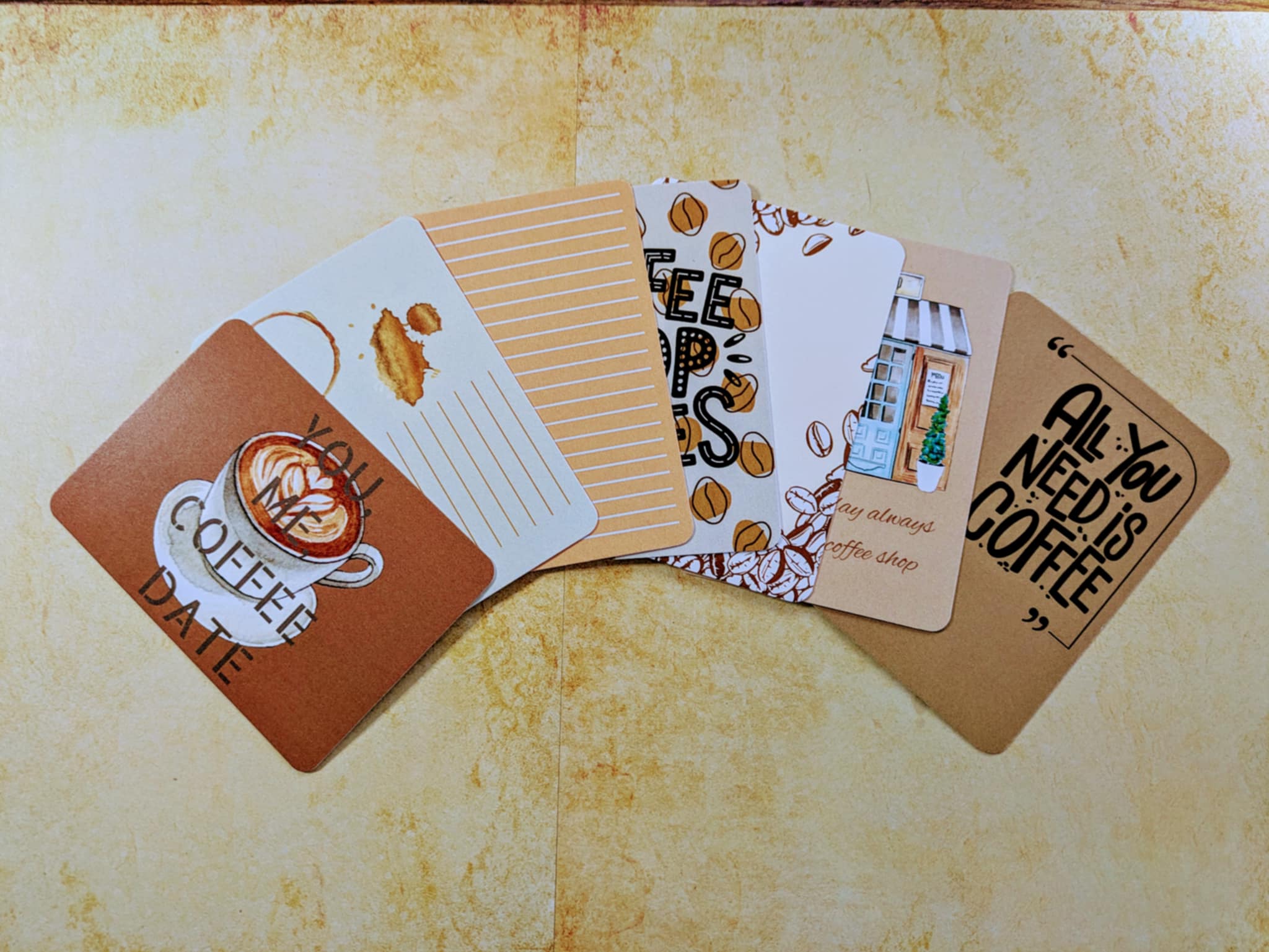 Coffee Date Journal Cards - Bundle of 7 Themed Cards