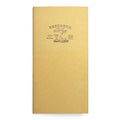 A Notebook with a textured yellow cover and black printed text reading 'RESEARCH NOTES' with a small dinosaur illustration, shown on a plain white background.