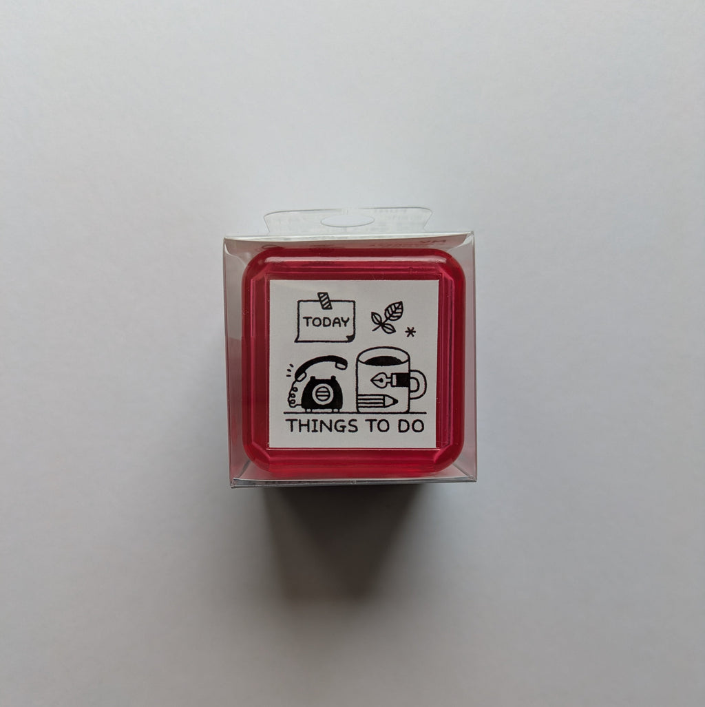 Red Eric Small Things Stamp with words Things to do. 