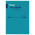 Blue notebook with 'Time for Paper' branding on a white background