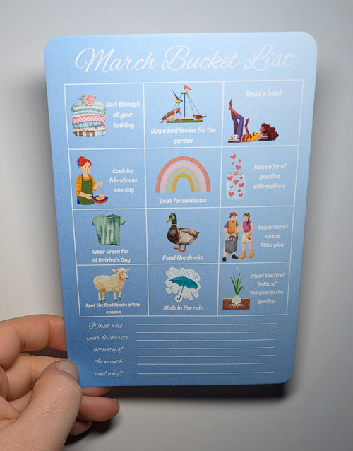 Bucket List x 3 Journal prompt cards. January, February, March. A6 - 270gsm cardstock.