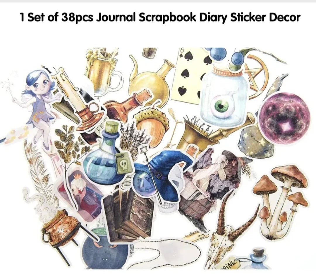 38 pcs Magic Divination Stickers. Witch, Potion Themed. Paper Stickers. Journal, scrapbook supplies.