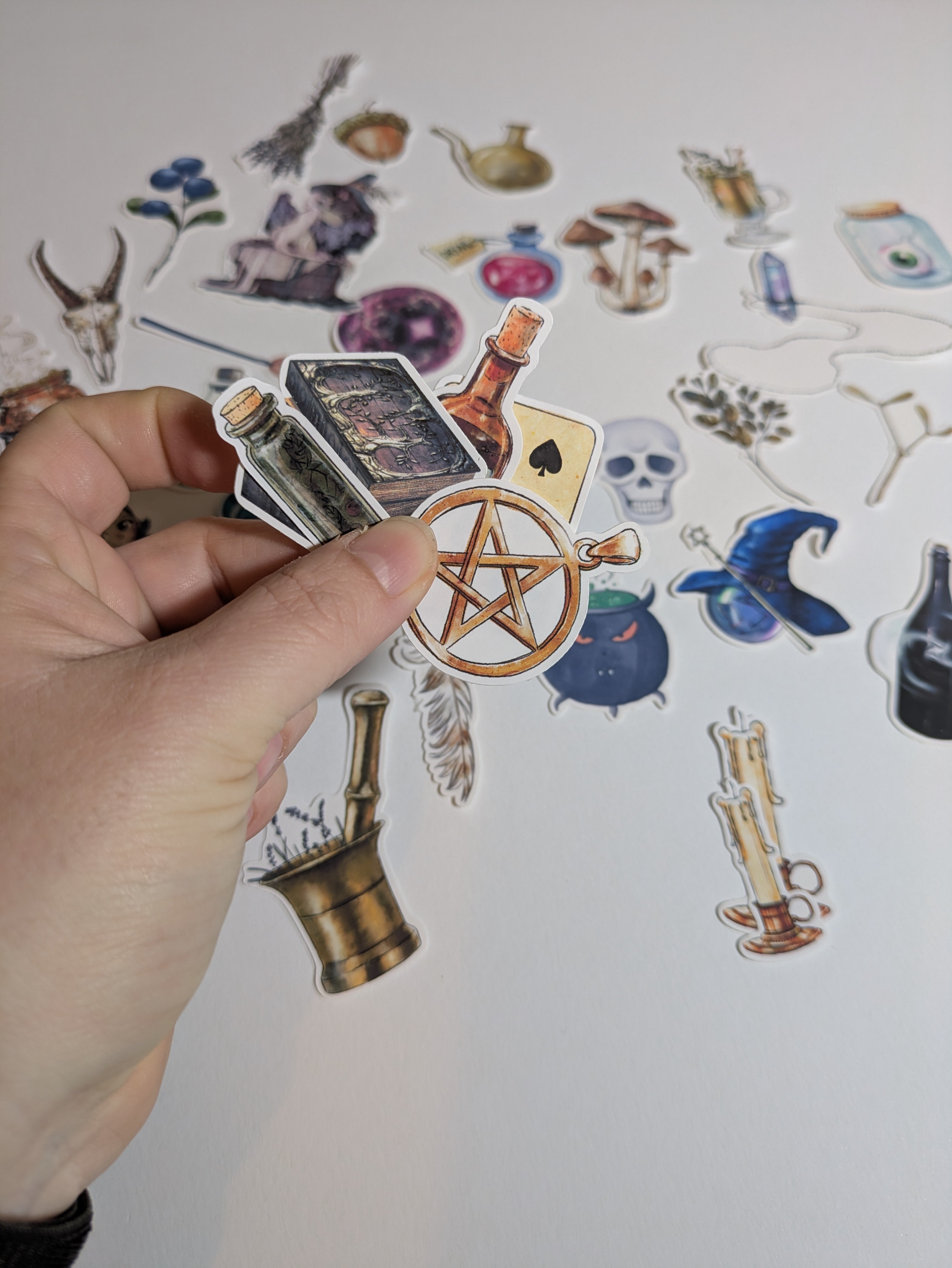 38 pcs Magic Divination Stickers. Witch, Potion Themed. Paper Stickers. Journal, scrapbook supplies.