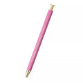 Pink pen with gold accents on a white background