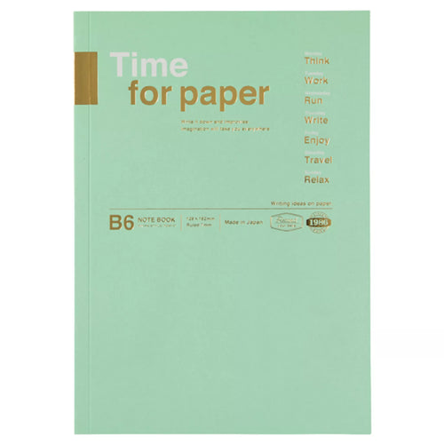 Mint colour B6 notebook with Time for Paper wording 
