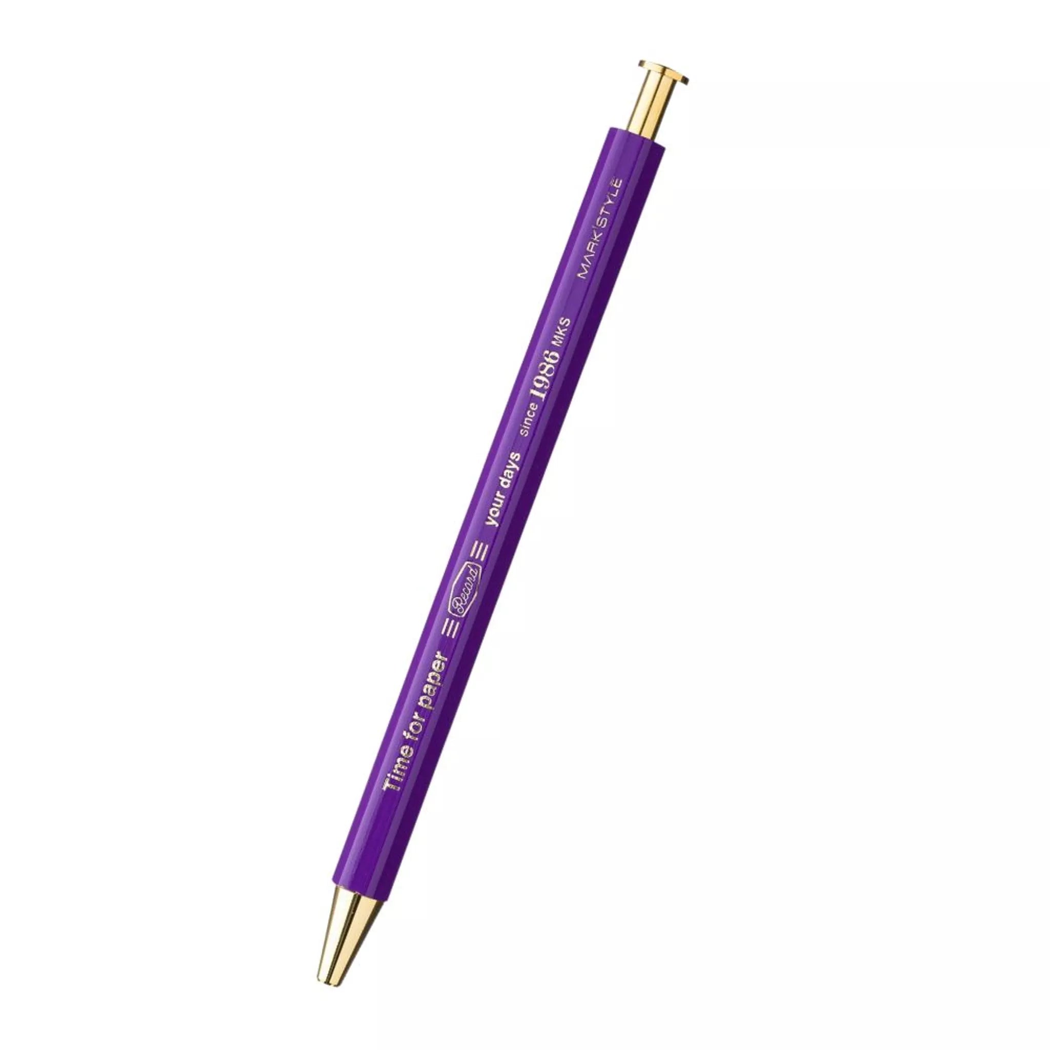Purple pen with accents on white background 