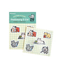 A pack of Piccolo Stationery & Cat sticker flakes on a white background, showing two sheets of washi paper with cute cartoon cat illustrations and a teal header card.