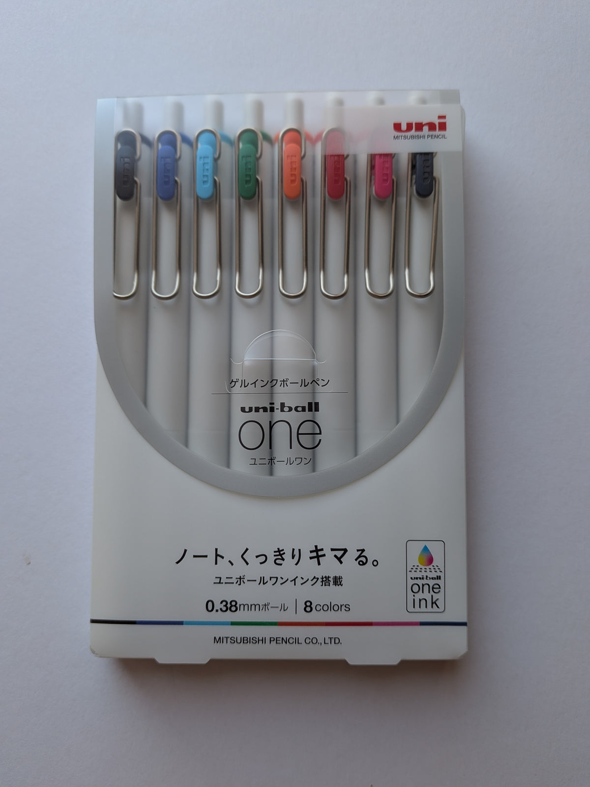 Uni-ball One Mitsubishi Pencil 0.38 Gel Pens. 8 Pack.
