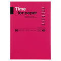Pink notebook with text on a white background