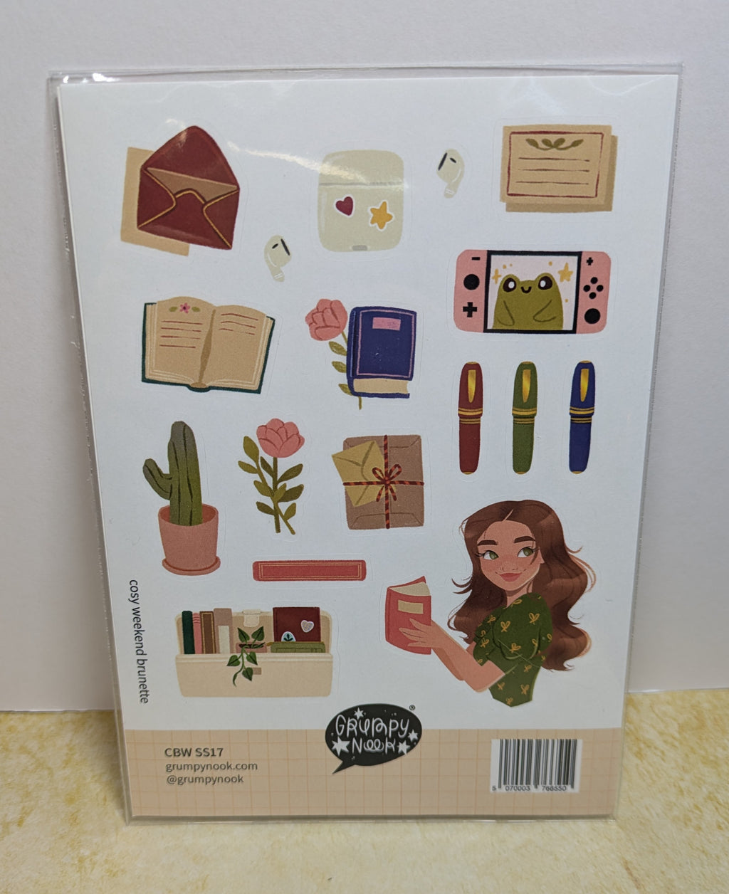 Grumpy Nook - Cosy Weekend Brunette Sticker Sheet