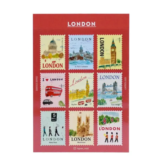 L'après-midi Postage Stamp Stickers - London 1