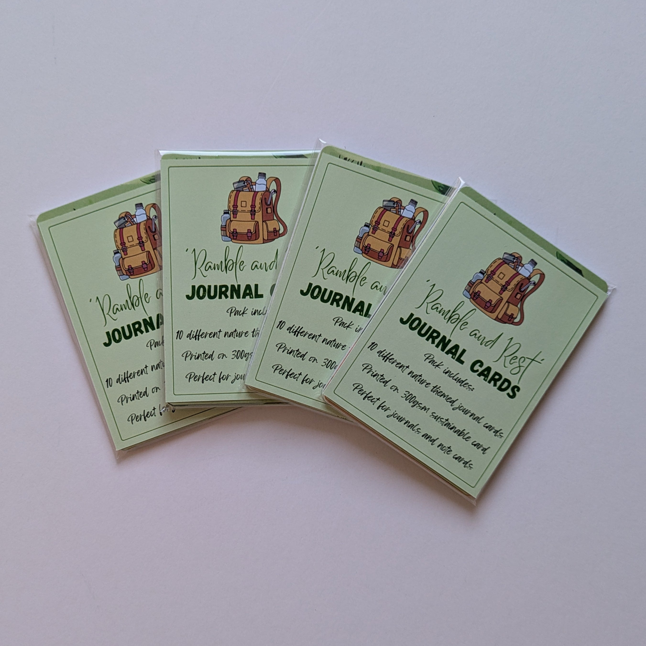 Stack of journal cards with text and a logo in their packaging on a white background